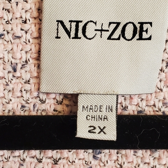 NIC + ZOE  Fringe mix knit open coat. Cardigan.  Sz 2X pink blue - Picture 6 of 12